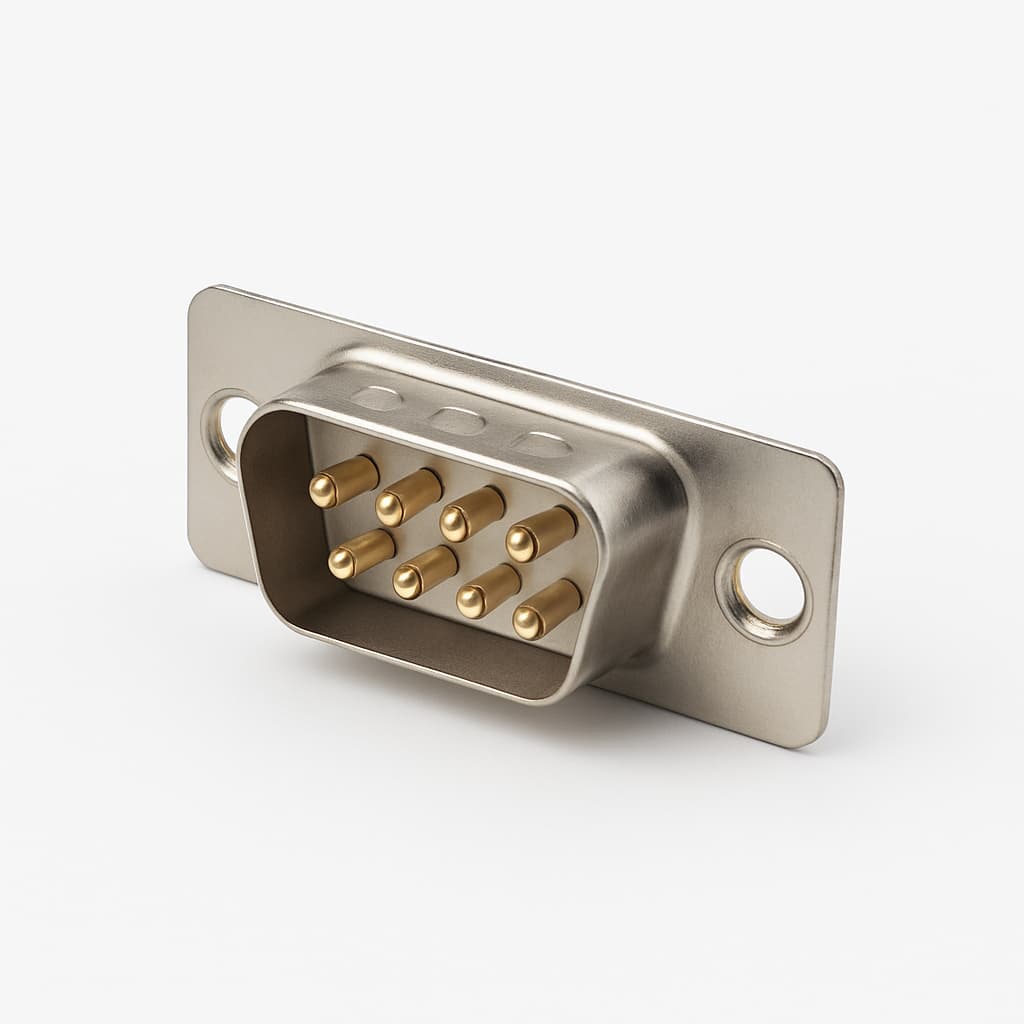 F9P-K49-120 D-Sub 9P M connector — illustratieve, door AI gegenereerde afbeelding