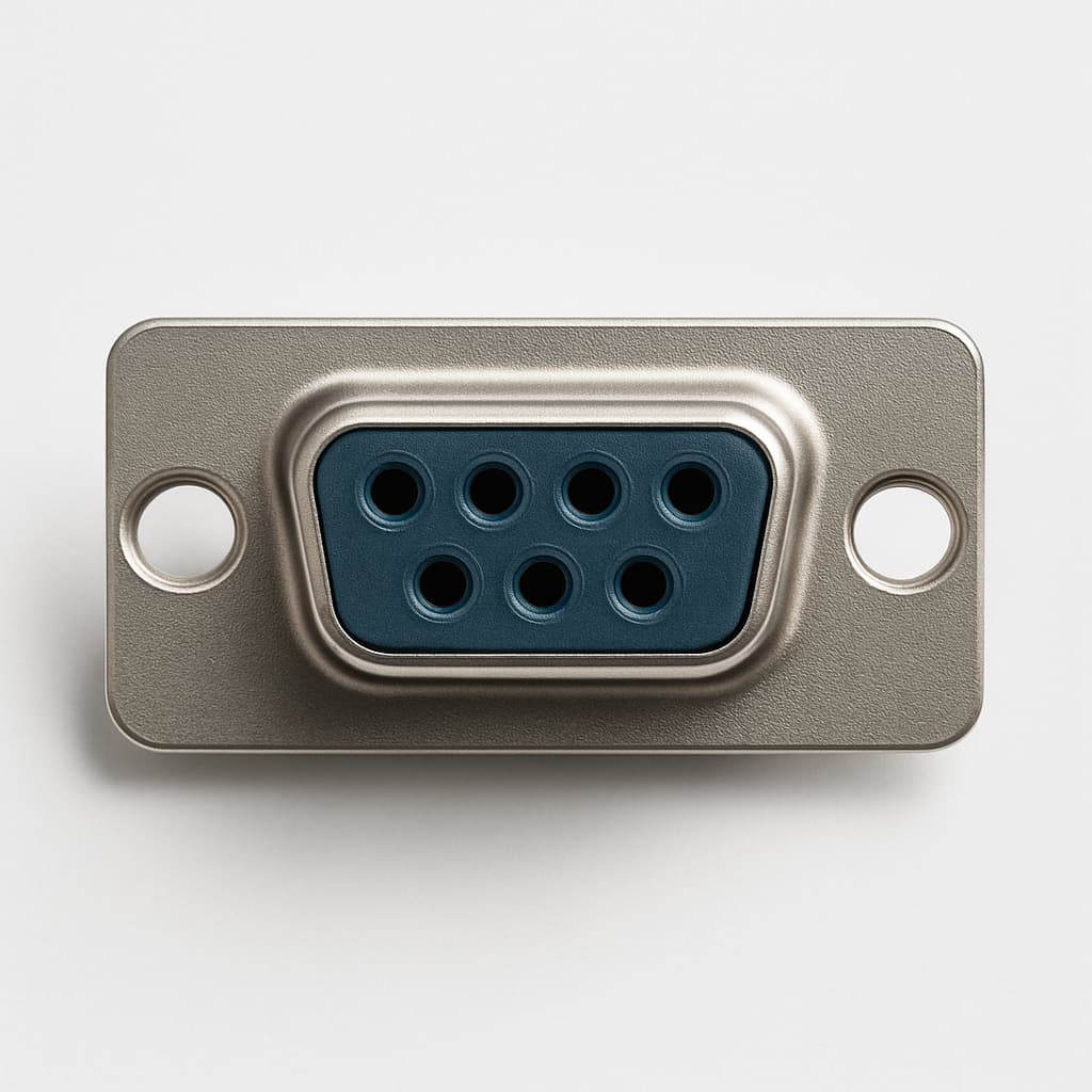F9S5 D-Sub 9P female connector — illustratieve, door AI gegenereerde afbeelding