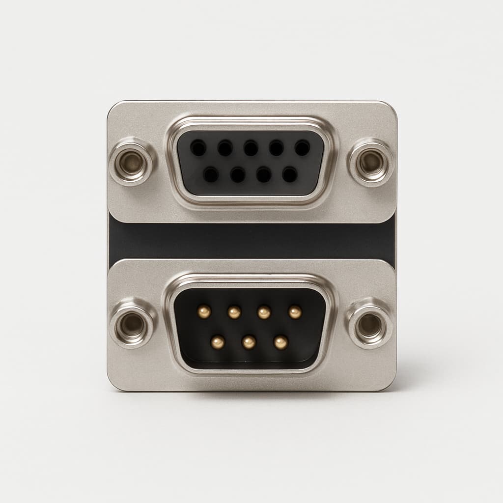 FDT09SP-G1M Dual-Port D-Sub 9P Buchse/Stecker — illustrative, KI-generierte Abbildung