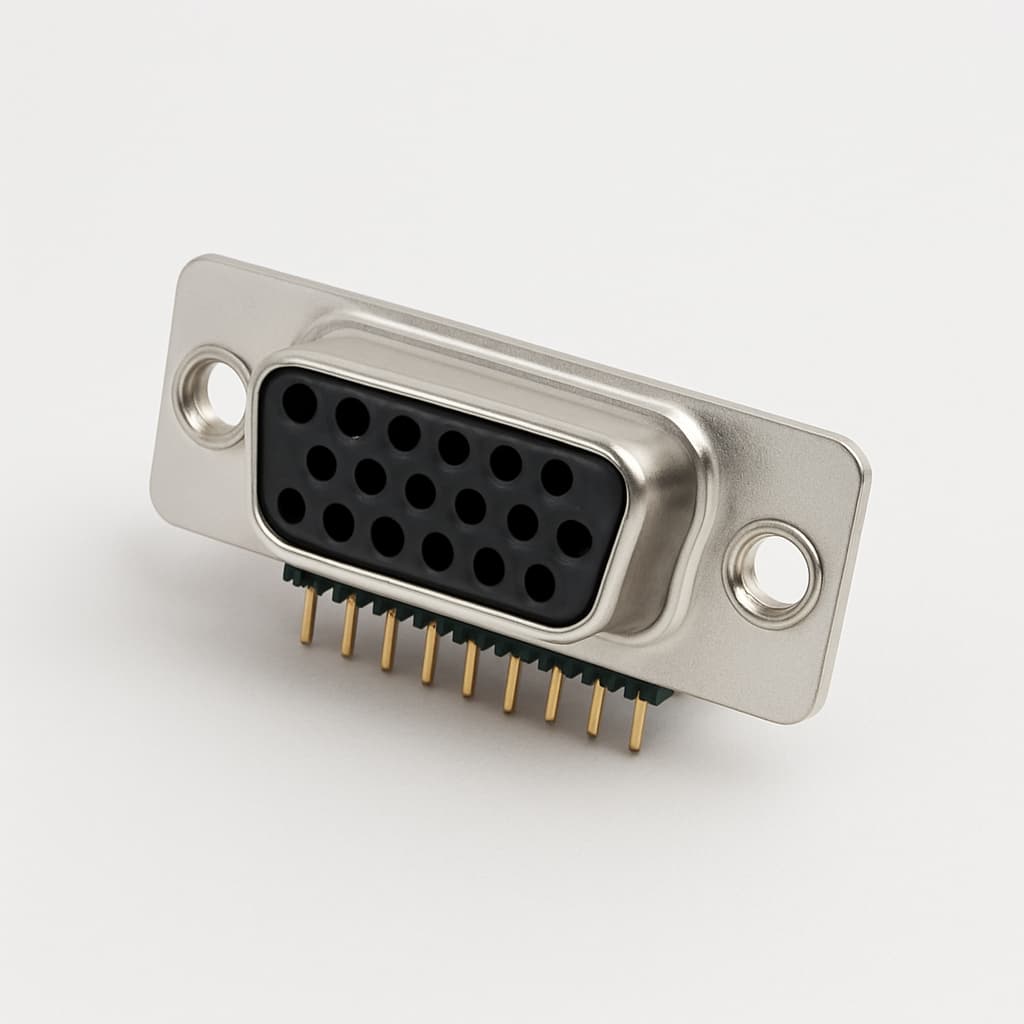 FM15S22-1485 D-Sub 15P Buchse Leiterplatten-Steckverbinder 11.7MM — illustrative, KI-generierte Abbildung