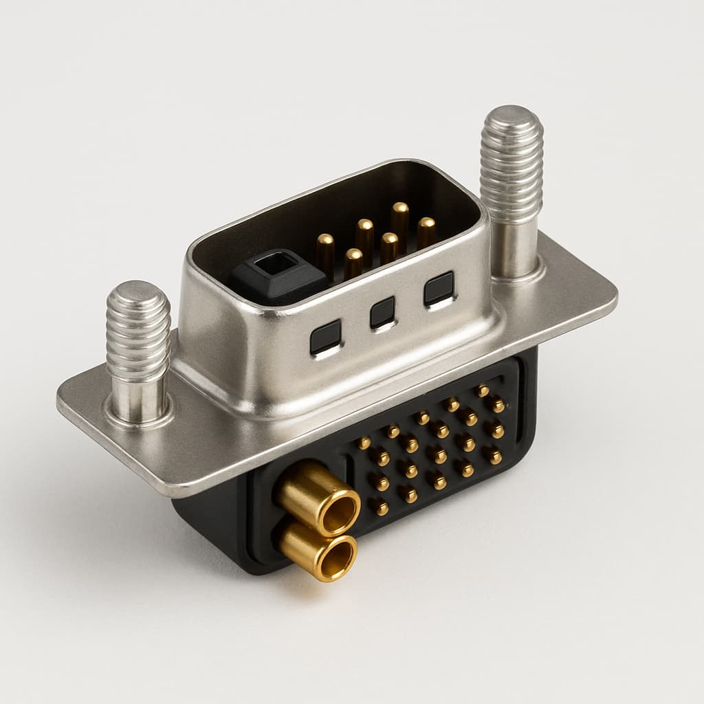 Molex / FCT FM25W3P1-K120 D-Sub Stecker — illustrative, KI-generierte Abbildung