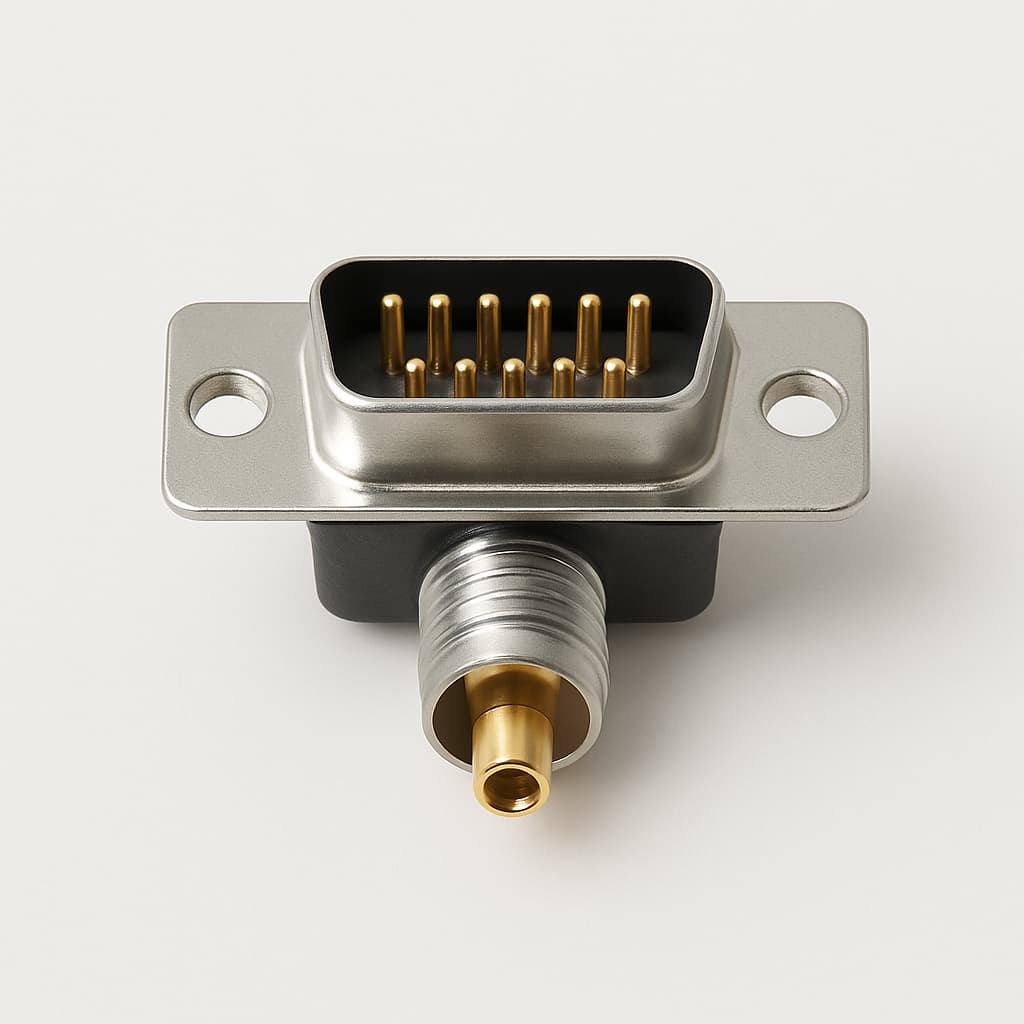 FMS021P102 D-Sub coax male connector — illustratieve, door AI gegenereerde afbeelding