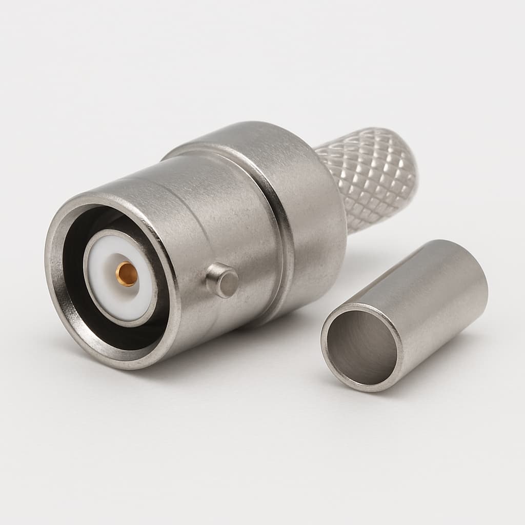 Molex / FCT FMX003P102 koaxial 75 Ohm Crimp Standard — illustrative, KI-generierte Abbildung