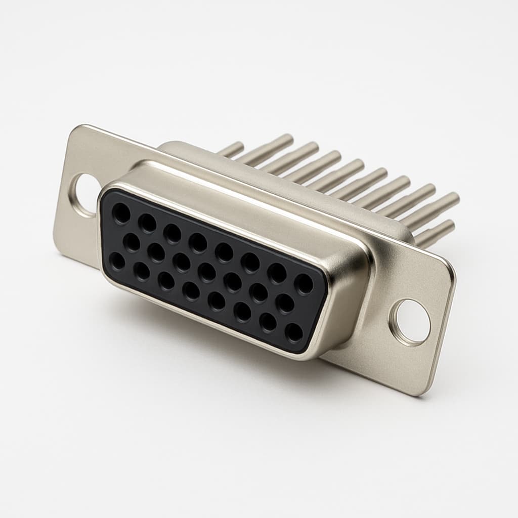 FU25S7-K121-Y001 D-Sub 25P Buchsen-Crimp-Steckverbinder — illustrative, KI-generierte Abbildung