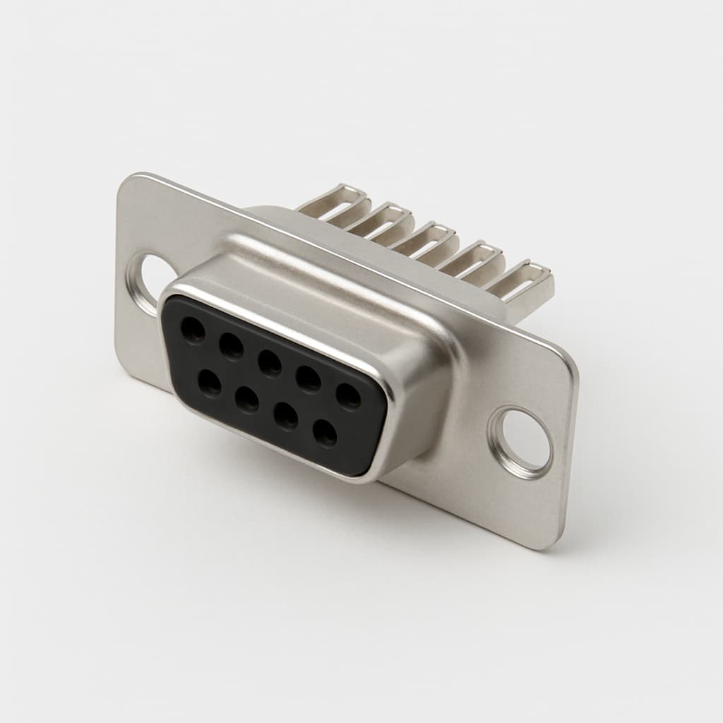 FU9S7-K121-Y001 D-Sub 9-Position Female krimpconnector — illustratieve, door AI gegenereerde afbeelding