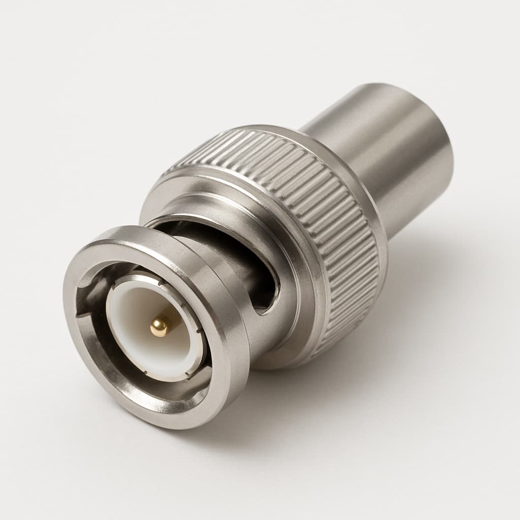 Telegartner J01000A1195 BNC male plug — illustratieve, door AI gegenereerde afbeelding