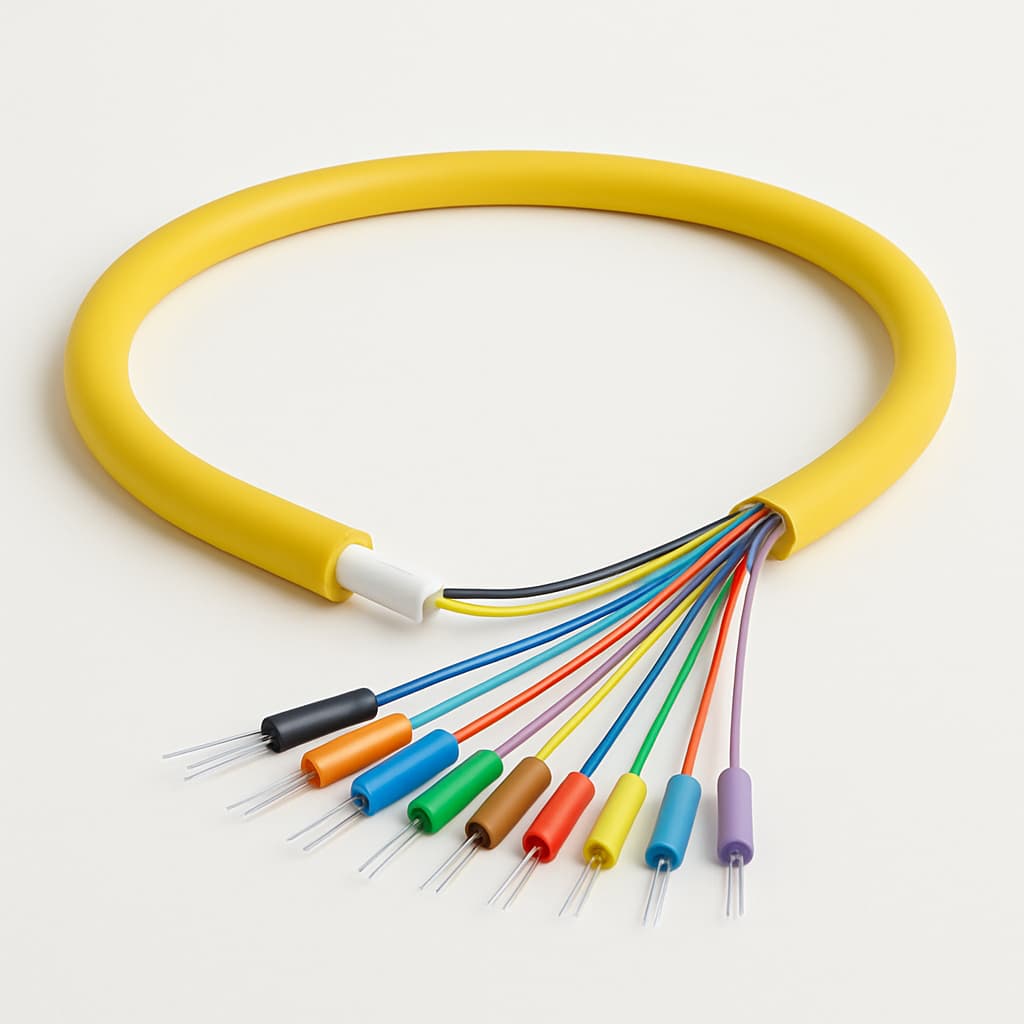 Telegartner L08020A1212 break-outkabel, 12 fibre 9/125 I-V(ZN)H- — illustratieve, door AI gegenereerde afbeelding