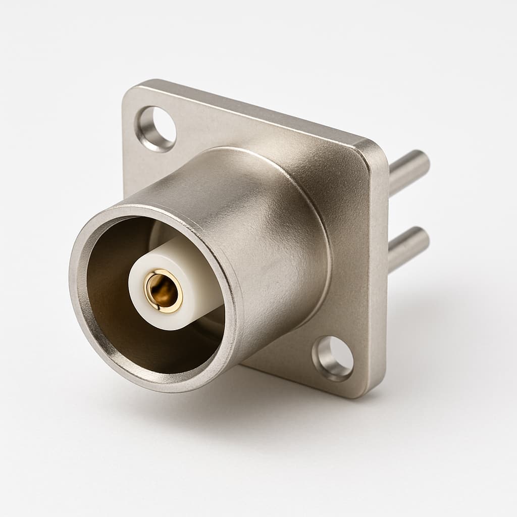 Molex / FCT FDE005S102 75 Ohm DIN-Steckverbinder — illustrative, KI-generierte Abbildung