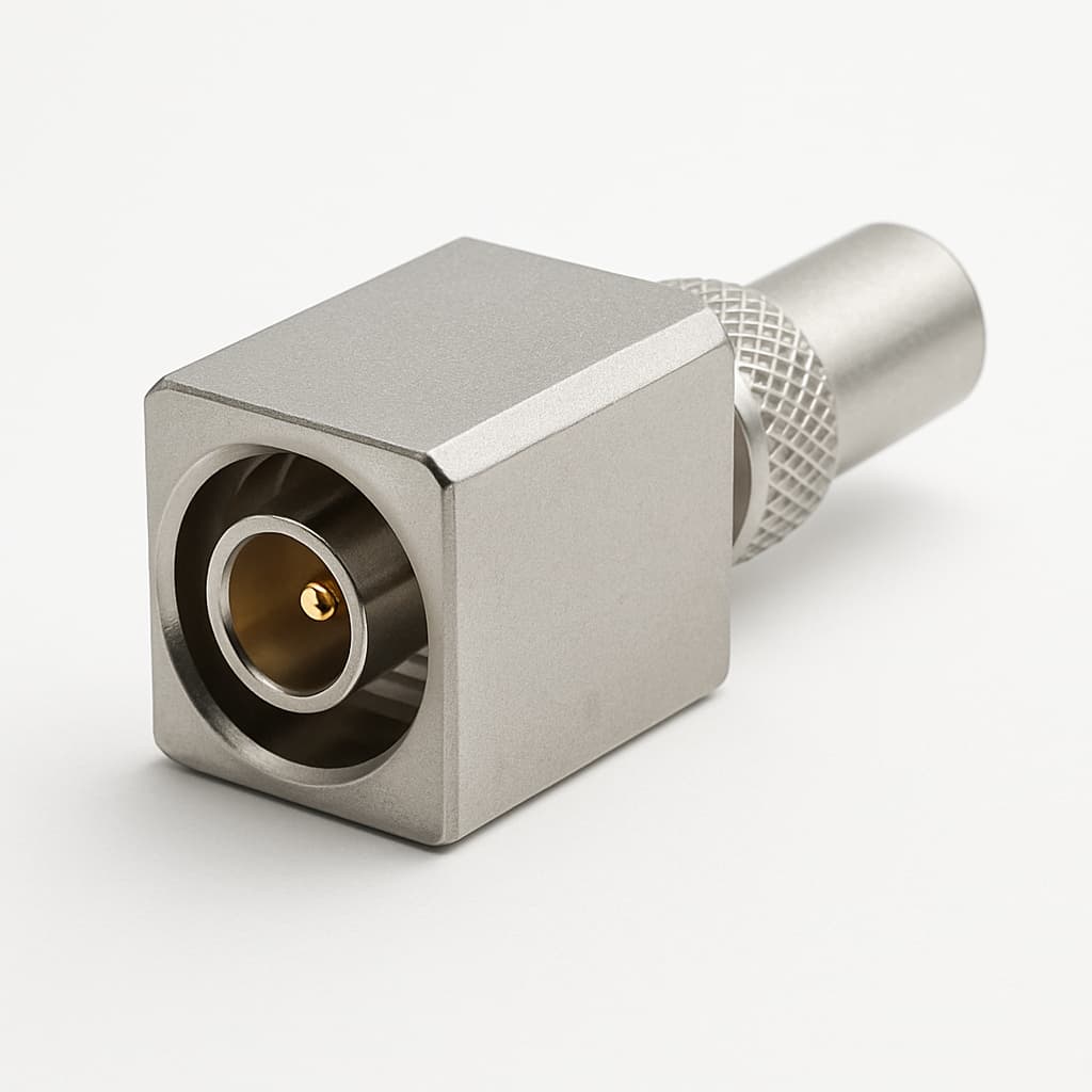Molex / FCT FDX024S116 DIN 75 OHM G2 connector — illustratieve, door AI gegenereerde afbeelding