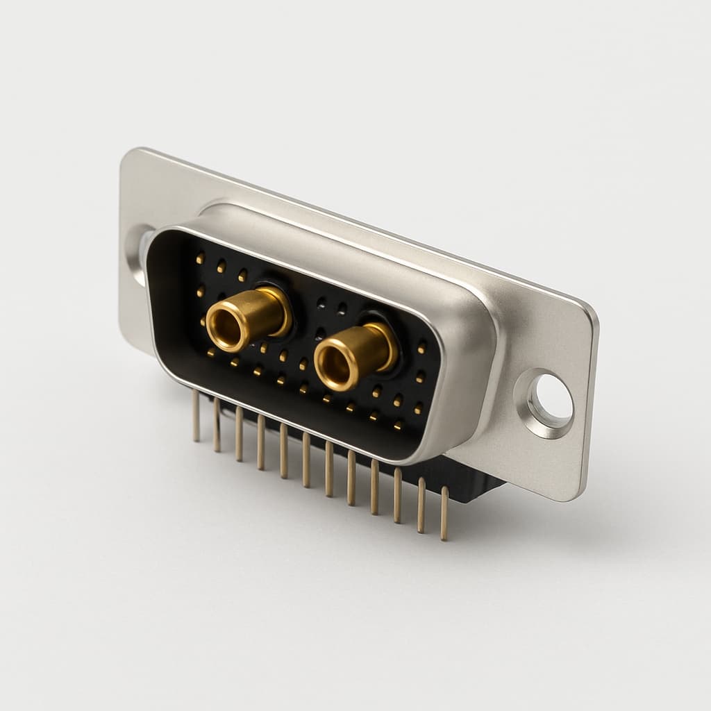 Molex / FCT FM43W2P1-K120 D-Sub Mixed 43W2 Stecker für Leiterplattenmontage — illustrative, KI-generierte Abbildung