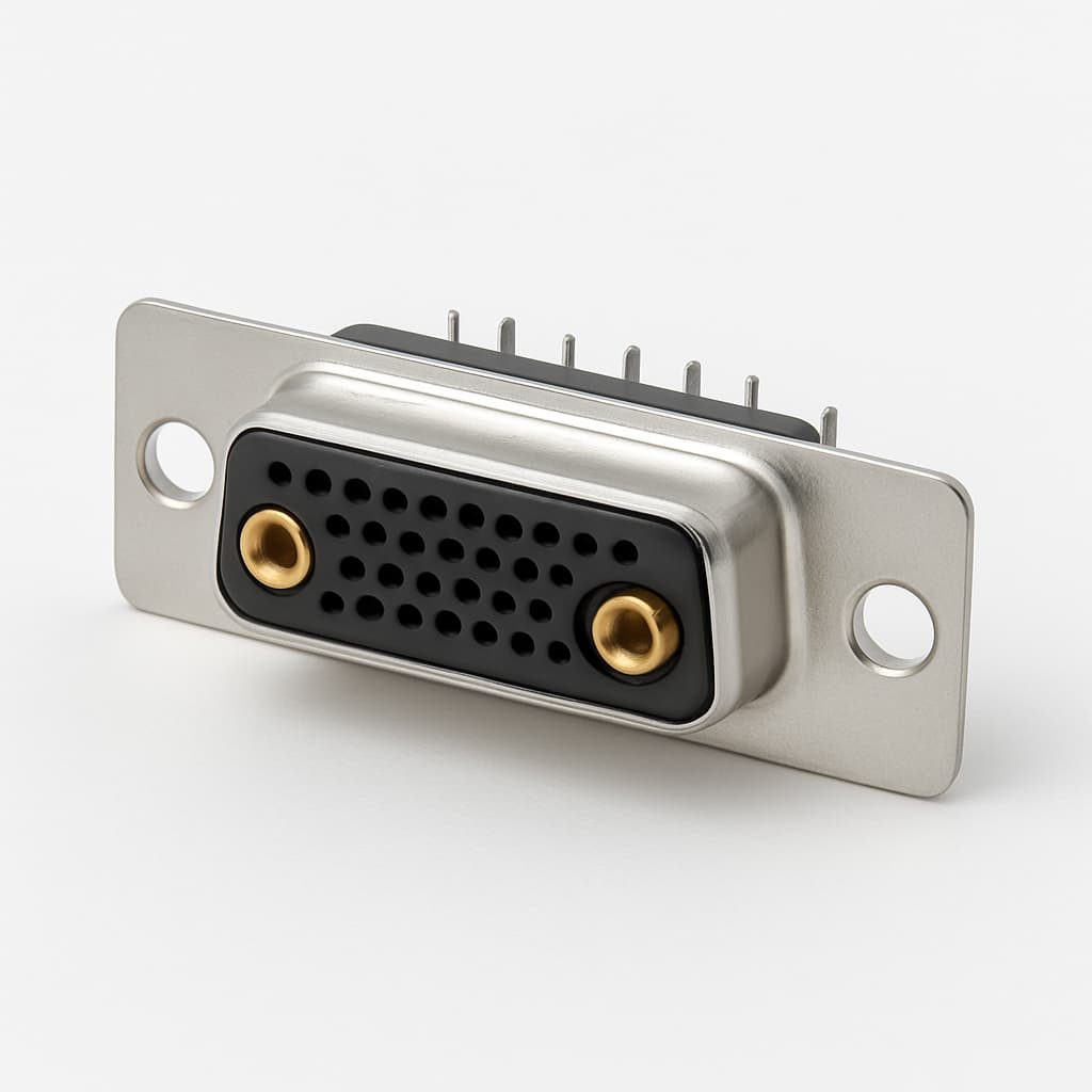 Molex / FCT FM43W2S1-K121 D-SUB Mixed 43W2 Female PCB-connector — illustratieve, door AI gegenereerde afbeelding