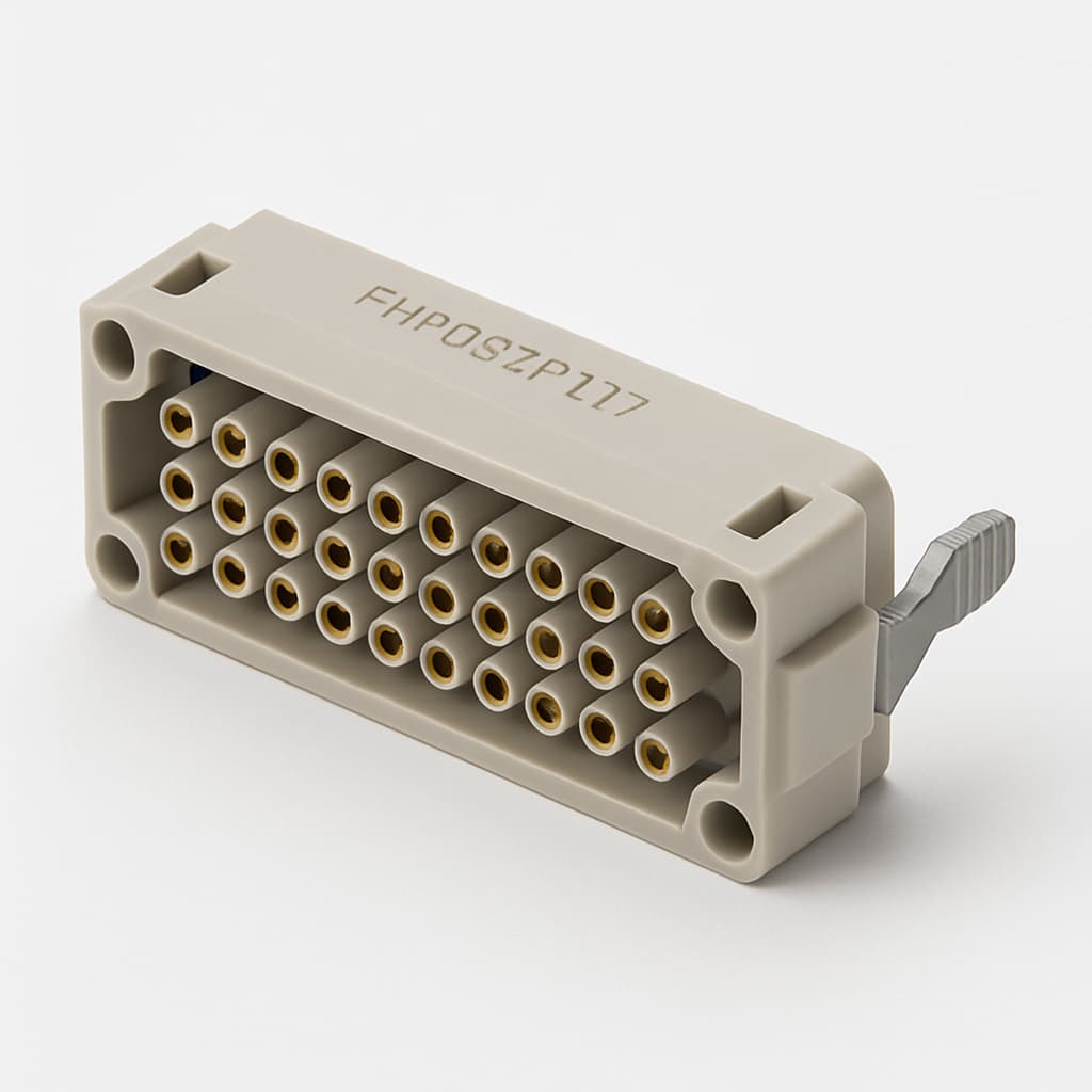Molex / FCT FMP037P117 DIN 40A Krimp G2 — illustratieve, door AI gegenereerde afbeelding