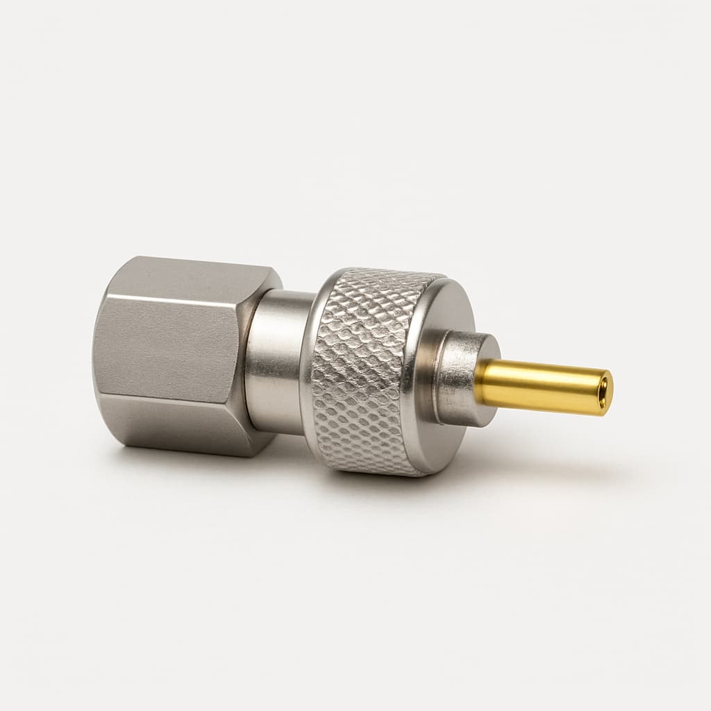 Molex / FCT FMX031S101 50 Ohm coaxiaal soldeer/krimp — illustratieve, door AI gegenereerde afbeelding