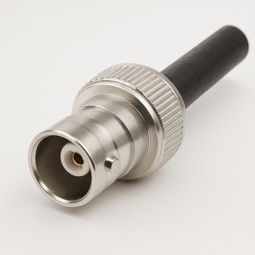 Telegartner J01003A1348Z BNC jack-connector voor RG-59B/U — illustratieve, door AI gegenereerde afbeelding