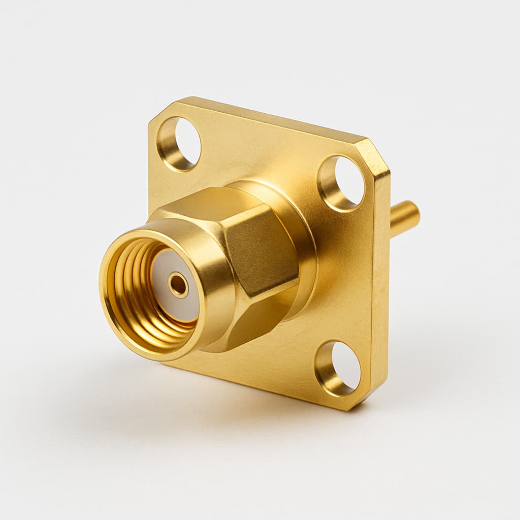 Telegaertner J01150A0191 SMA-paneelstekker — illustratieve, door AI gegenereerde afbeelding