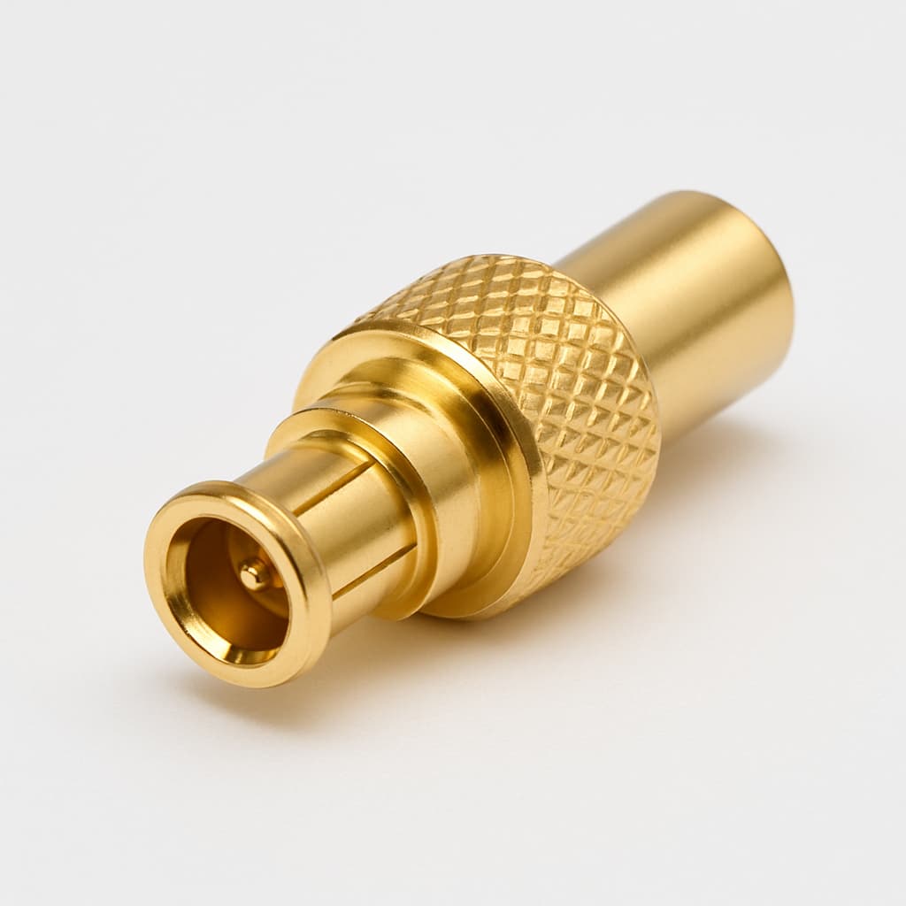 Telegartner J01270A0181 MCX plug — illustratieve, door AI gegenereerde afbeelding