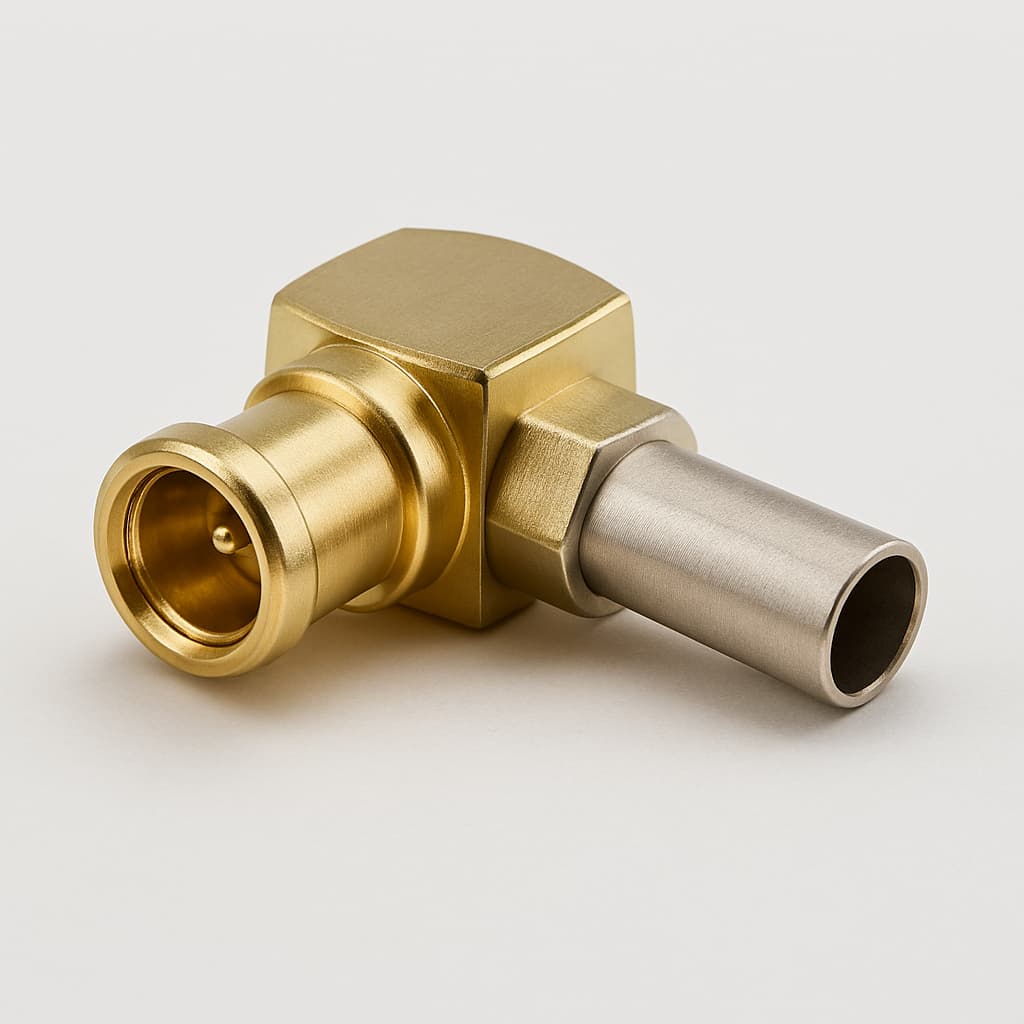 Telegartner J01270A0221Z MCX haakse plug voor RD-316 — illustratieve, door AI gegenereerde afbeelding