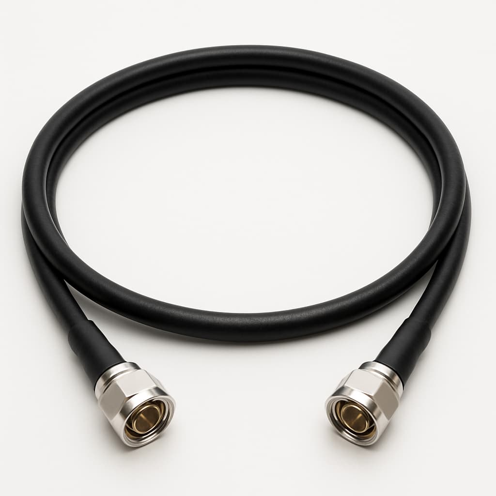 Telegartner L00012D0064 coaxiale jumperkabel 7-16, 1/2", IP68, 3.0 m — illustratieve, door AI gegenereerde afbeelding