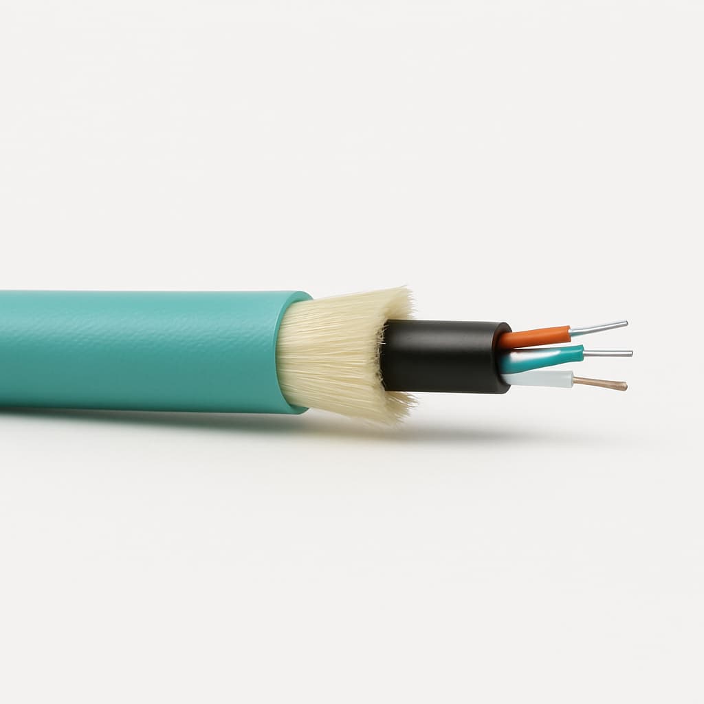 Telegartner L08021B0324 FO universele 24G50/125 OM3-kabel — illustratieve, door AI gegenereerde afbeelding