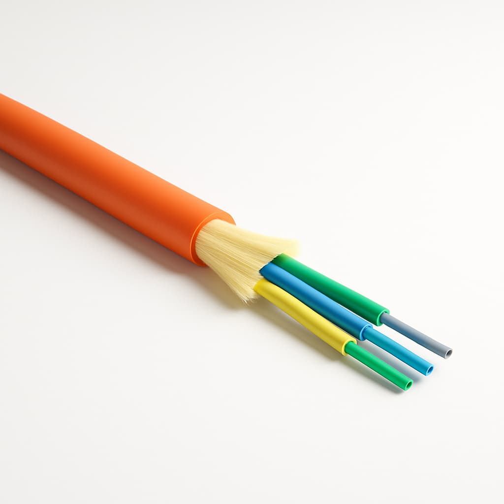 Telegartner L08021K1104 FO Mini-Breakout-kabel 4G50/125 OM2 — illustratieve, door AI gegenereerde afbeelding