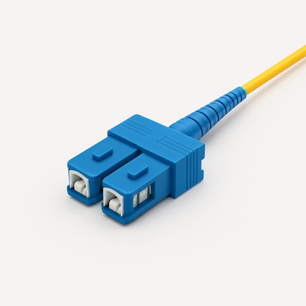 Telegartner U01100A0007 SC duplex plug kabelassemblage — illustratieve, door AI gegenereerde afbeelding