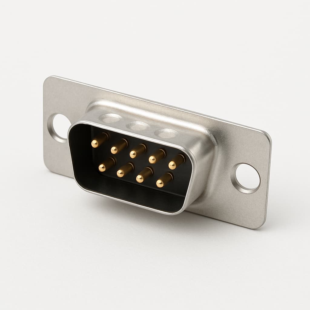 F9P5-K49-120 D-Sub 9P male connector — illustratieve, door AI gegenereerde afbeelding