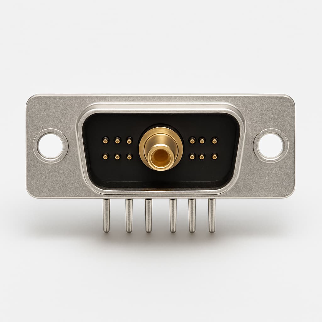 FM11W1P24-K120 D-SUB 11W1 male PCB-connector — illustratieve, door AI gegenereerde afbeelding