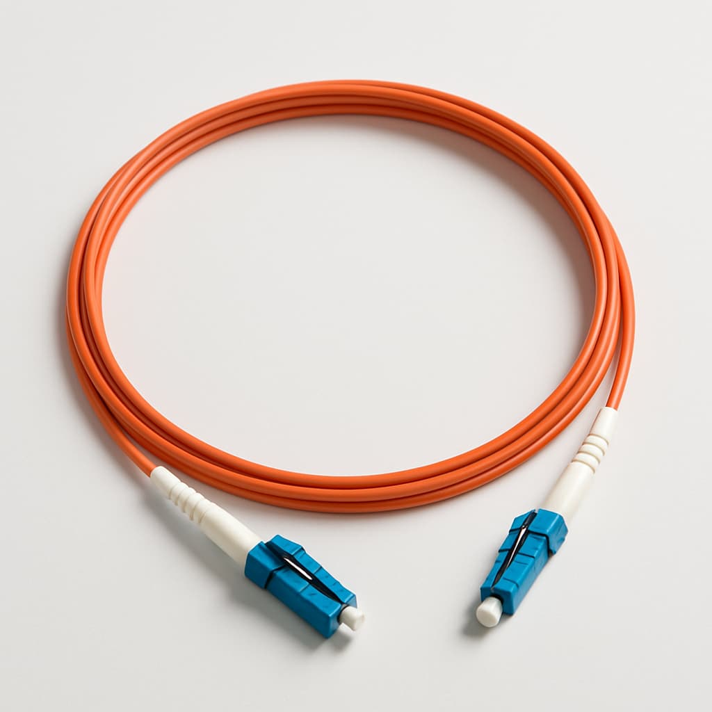 EO400-Q5MM-100cm Glasfaser-Patchcord, LC, 50/125, 1mtr — illustrative, KI-generierte Abbildung