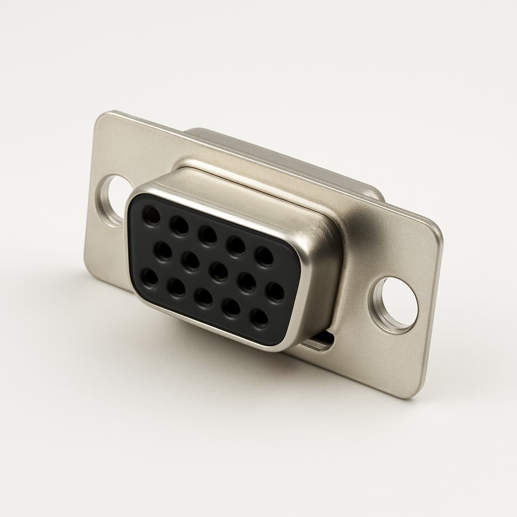 Molex / FCT FLW15S7-K121 D-Sub 15P female connector — illustratieve, door AI gegenereerde afbeelding