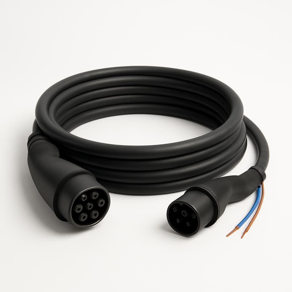 EV-laadkabel 5x6 + 2x0.5mm — illustratieve, door AI gegenereerde afbeelding