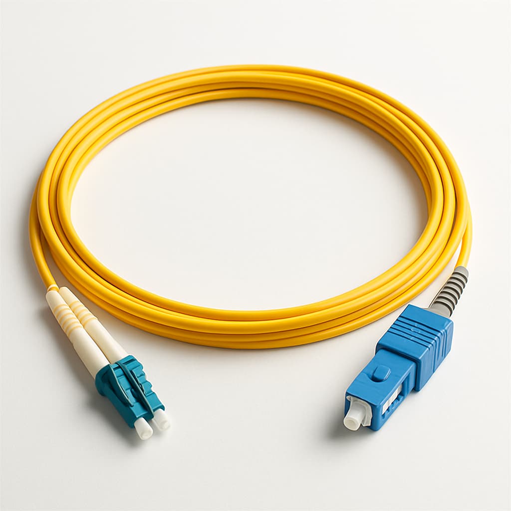 LC-SC Duplex-Glasfaser-Patchkabel 50/125 3 m — illustrative, KI-generierte Abbildung