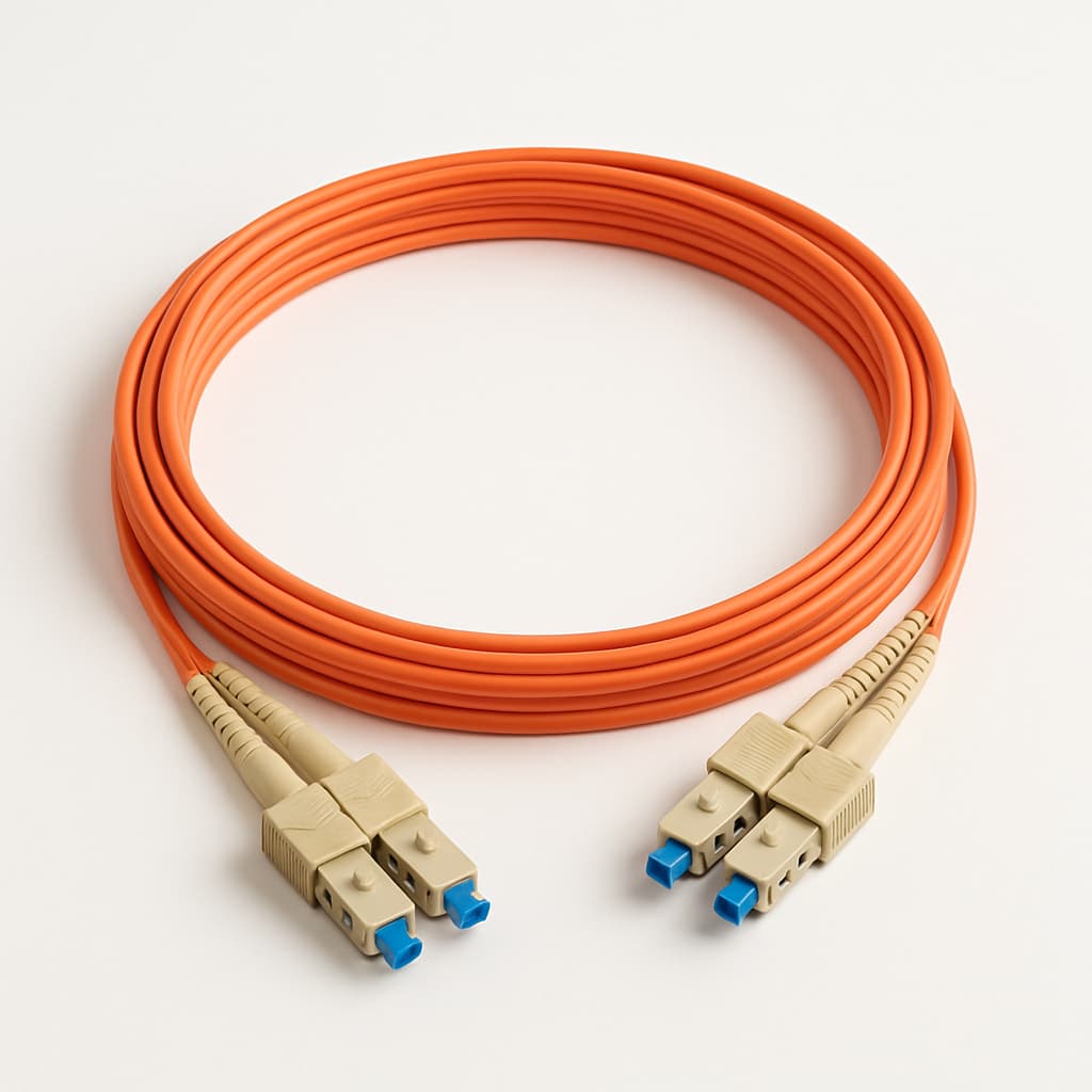 Glasfaser-SC-SC-Duplex-Patchkabel 50/125 5 m — illustrative, KI-generierte Abbildung