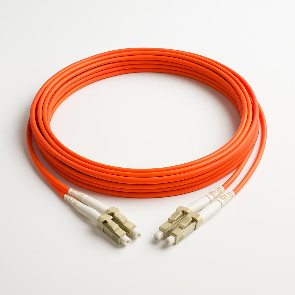 LWL-Patchkabel LC-LC Duplex 50/125 5 m — illustrative, KI-generierte Abbildung