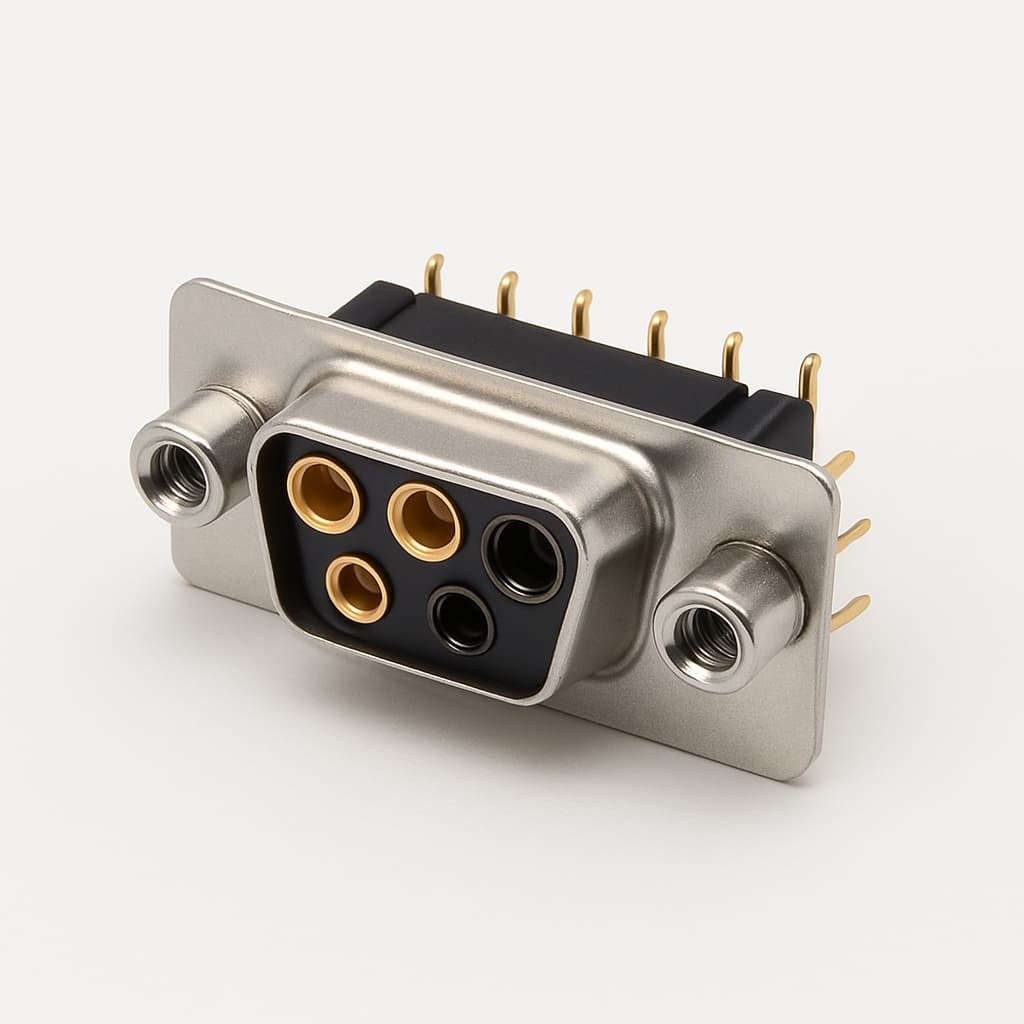 Molex / FCT FM5W5S-1418 D-Sub 5W5 Leiterplatten-Steckverbinder — illustrative, KI-generierte Abbildung