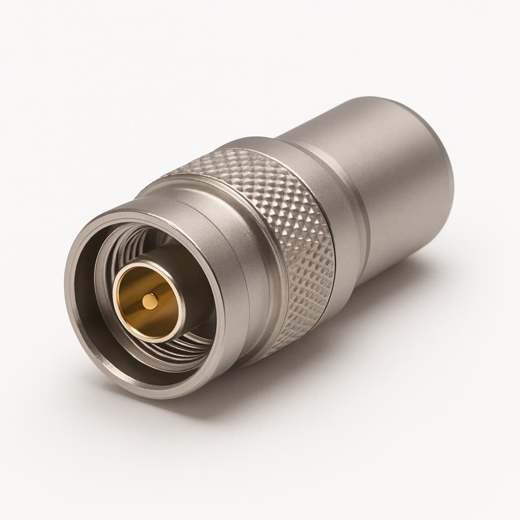 FFA.4E.675.CTAC11Z 75 Ohm HD Triax Stecker — illustrative, KI-generierte Abbildung