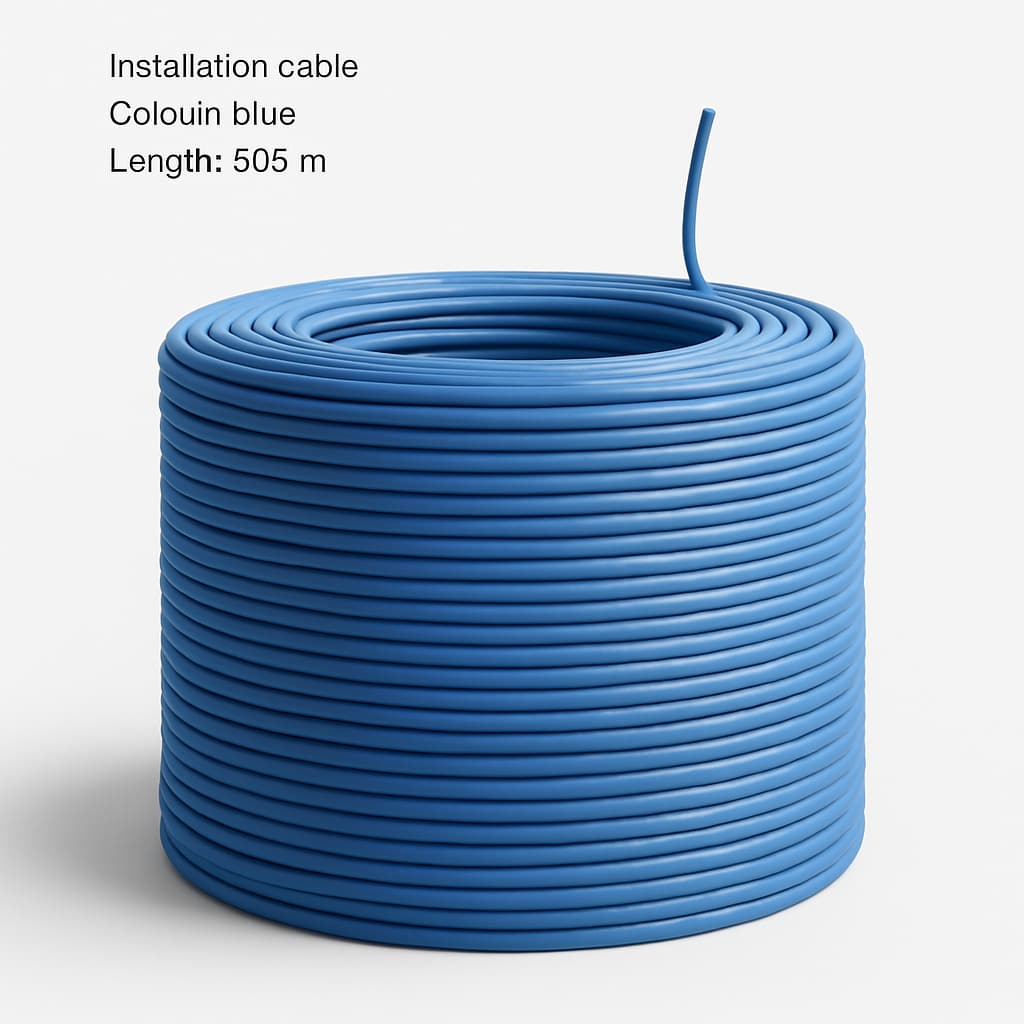 Telegartner L02002A0176 installatiekabel UMJ 500 Cat.6A blauw — illustratieve, door AI gegenereerde afbeelding
