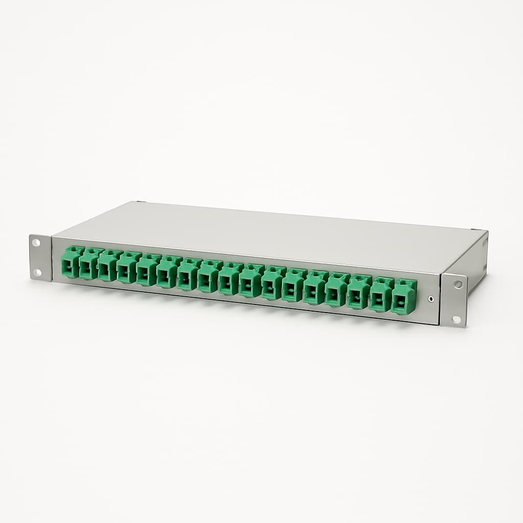 Telegartner H02030G0592 19 FO-Patchpanel BASIS V 1HU — illustrative, KI-generierte Abbildung
