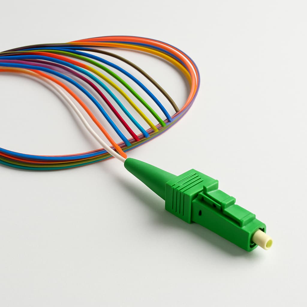 Telegartner H02050A0168 E9/125 OS2 LC/APC groen — illustratieve, door AI gegenereerde afbeelding