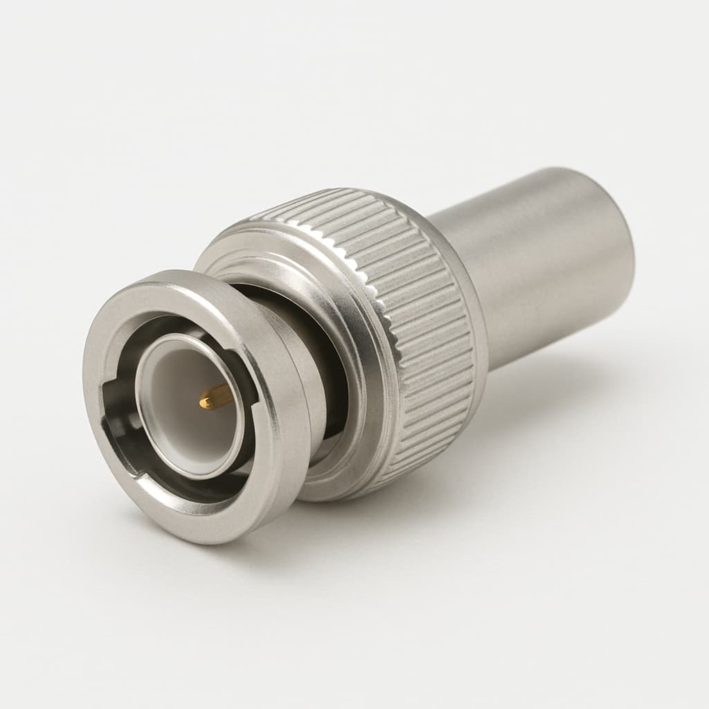 Telegartner J01002A0075 BNC-Stecker, 75 Ohm — illustrative, KI-generierte Abbildung