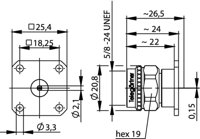 Telegartner J01020A0173 N-paneelcontactdoos male