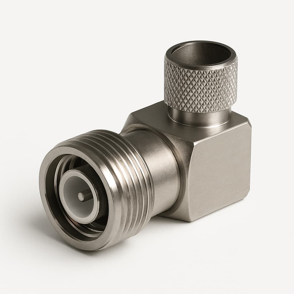 Telegartner J01440C3001 4.3-10 haakse plug 50 Ohm — illustratieve, door AI gegenereerde afbeelding