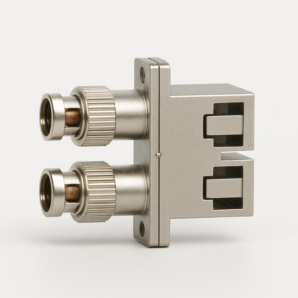 Telegartner J08082A0008 ST/SC Duplex MM Adapter — illustrative AI-generated image