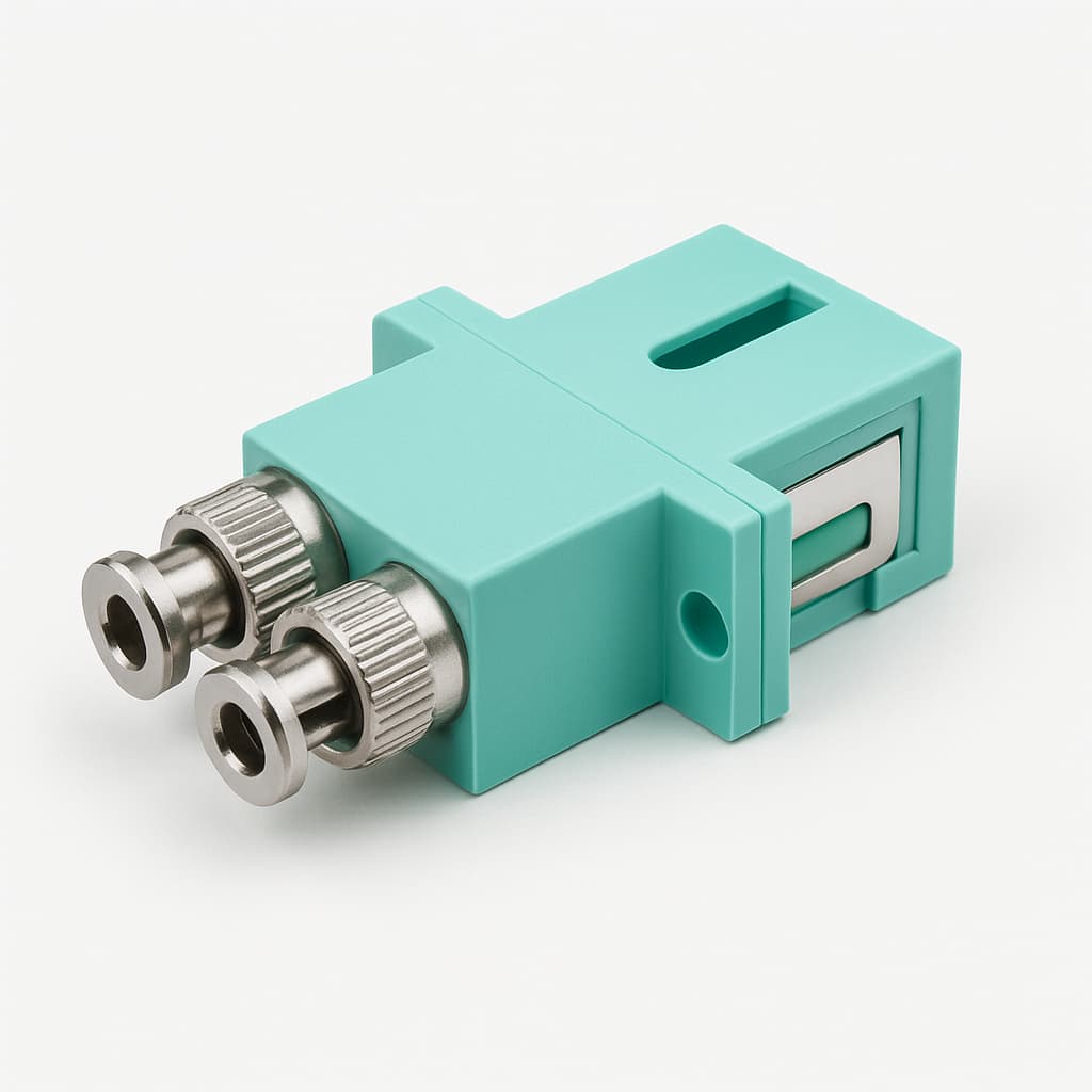 Telegartner J08082A0013 ST/SC Duplex Adapter — illustrative AI-generated image