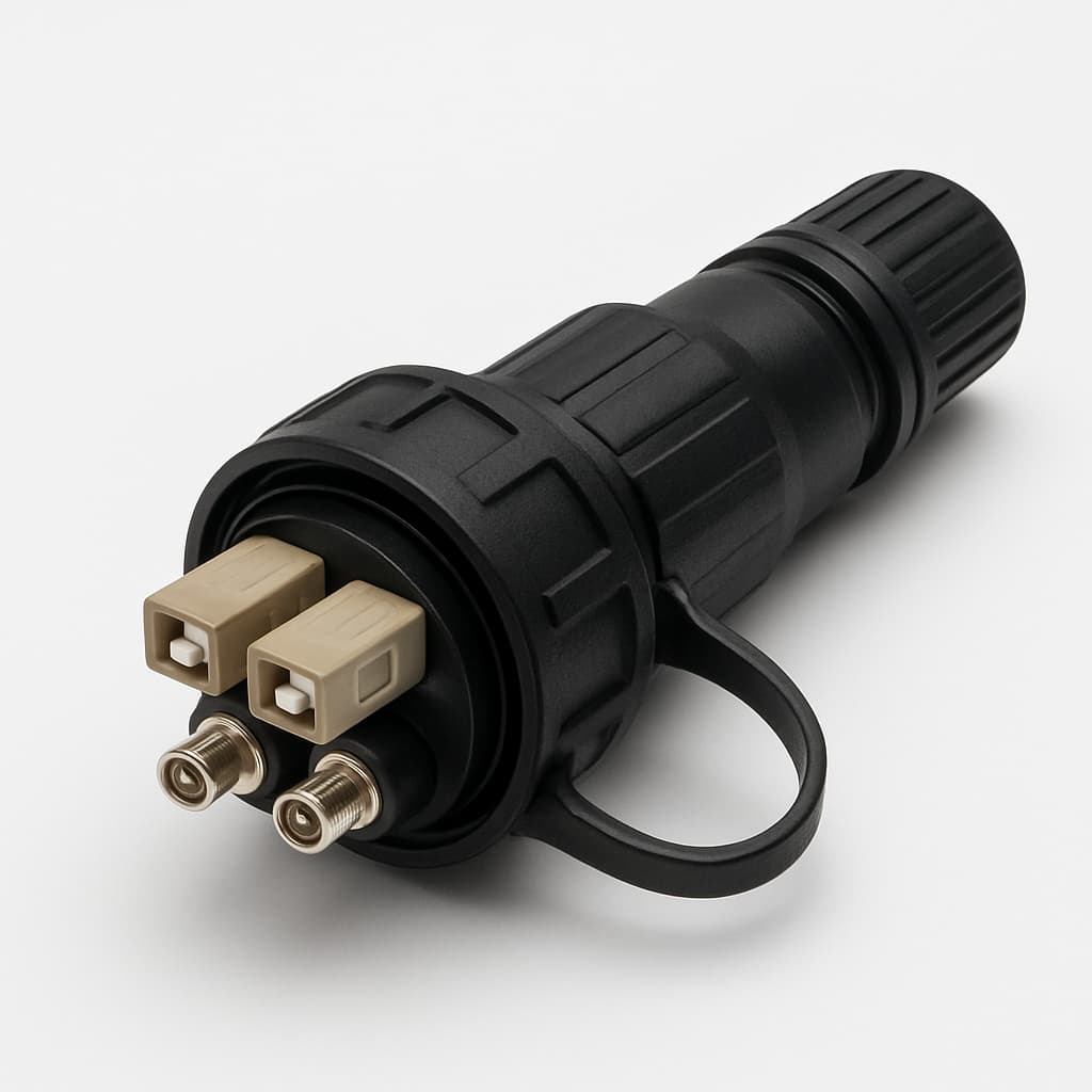 Telegartner J08083H0000 IP67 FO Connector 2xSC + 2xCo — illustrative AI-generated image