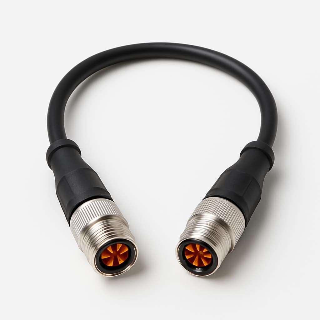Telegartner L82000A0000 M12x1 to M12x1 X-coded Cat.6A Cable Assembly — illustrative AI-generated image