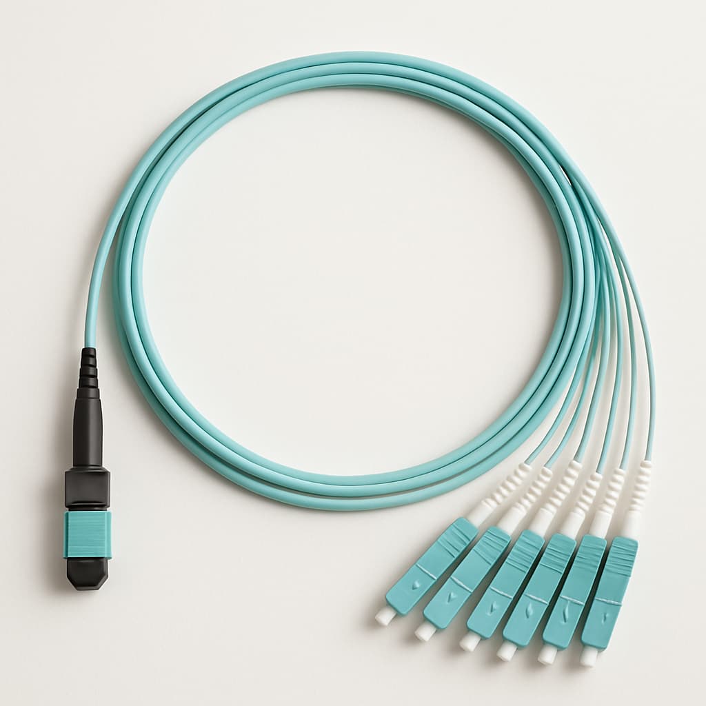 Telegartner L00831A0027 MPO/MTP® PC Harness OM3, 12x SC/PC, 2 m — illustrative AI-generated image