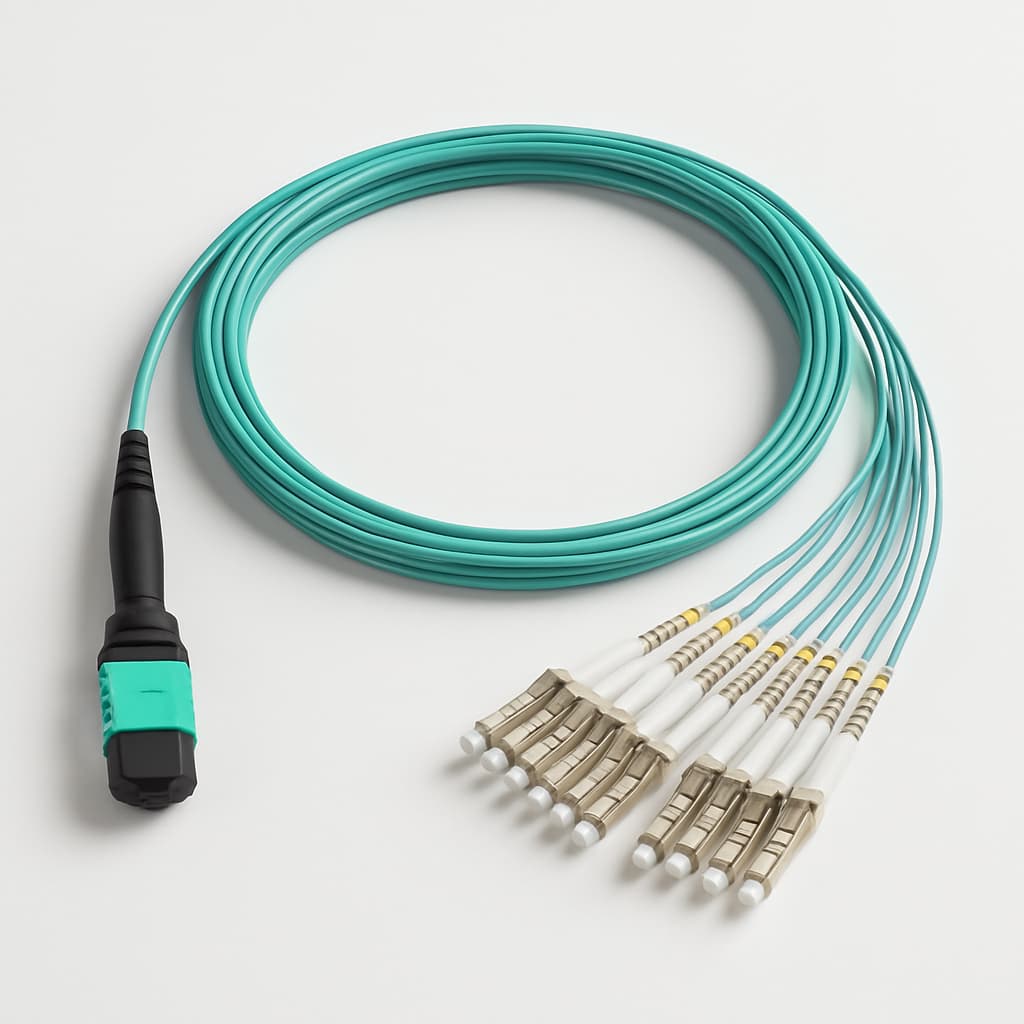 Telegartner L00833A0026 MPO/MTP® PC OM3 Harness, 12x LC/PC, 5 m — illustrative AI-generated image