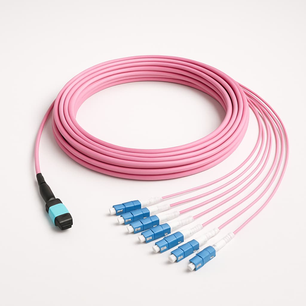 Telegartner L00835A0028 MPO/MTP® PC Harness OM4, 12x SC/PC, 10 m — illustrative AI-generated image