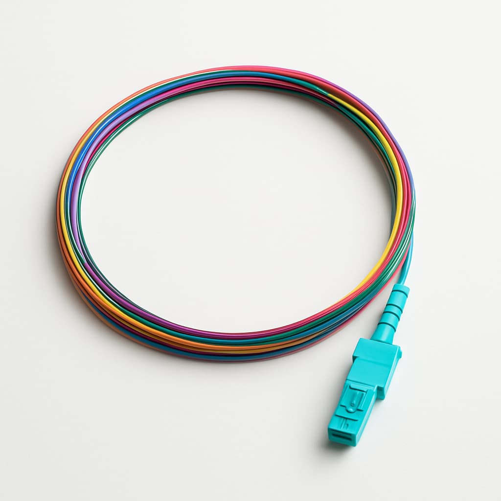 Telegartner L00859A0014 50/125 OM3 E2000 Pigtail, 2m — illustrative AI-generated image