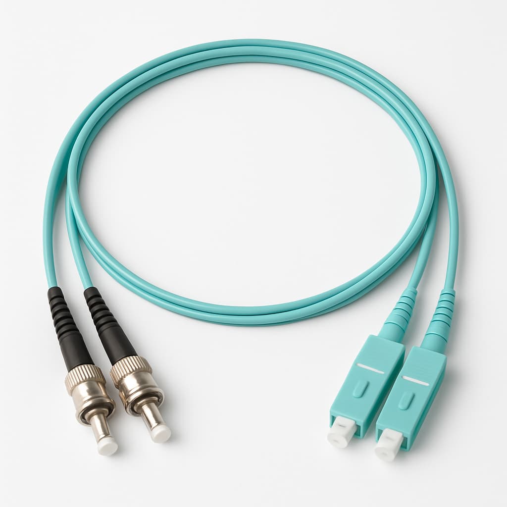 Telegartner L00891C0047 Duplex OM3 ST to SC Cable Assembly — illustrative AI-generated image